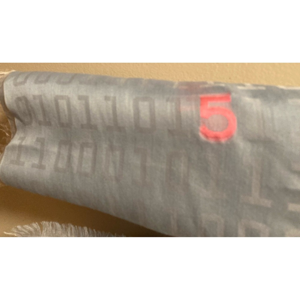 Chanel Scarf Wrap Silk Cashmere Light Blue Spell Out Binary Numbers Fringe 56x56 - Picture 6 of 7